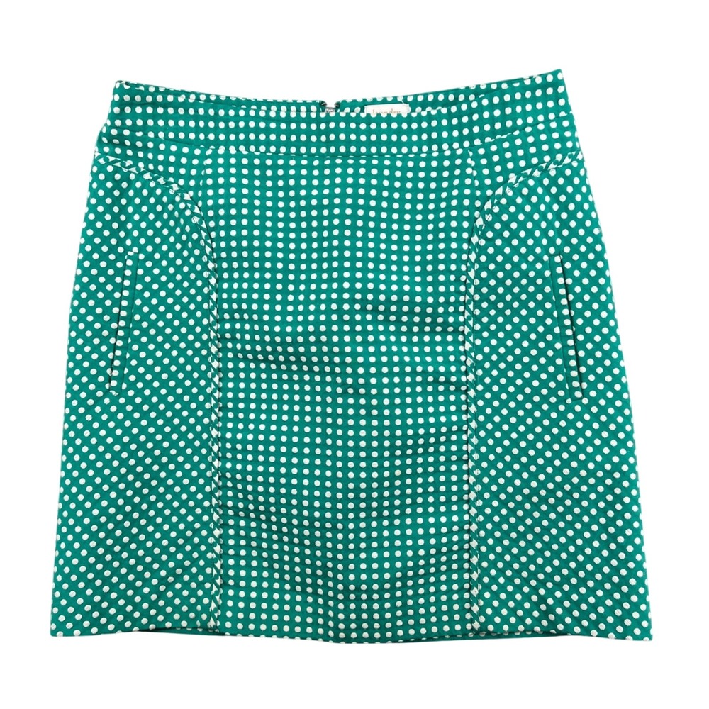 Laundry by Shelli Segal Polka Dot Mini Skirt Retro Pinup Size 4 Green Mod Preppy